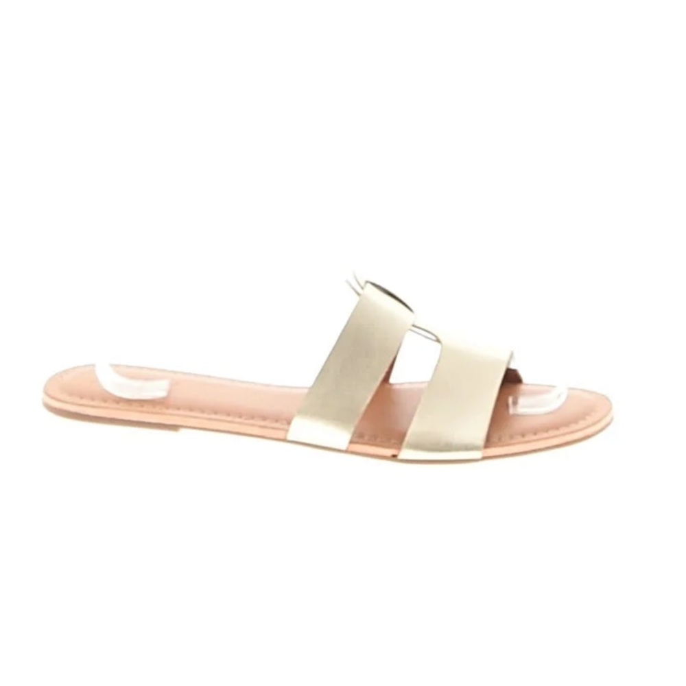 J. Crew Gold Slide Sandals